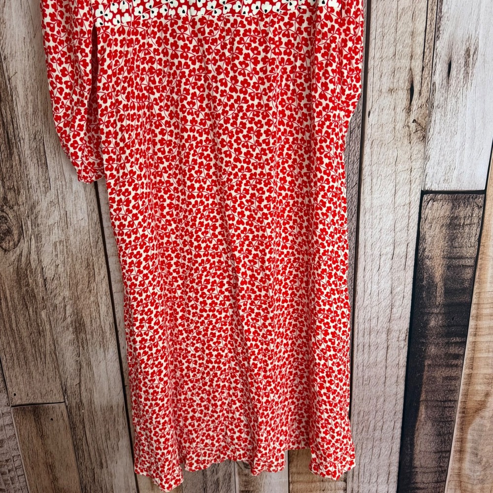 Boden Imelda Border Print Floral V-Neck Midi Dress Romantic Viscose Size US 14R - Picture 6 of 9